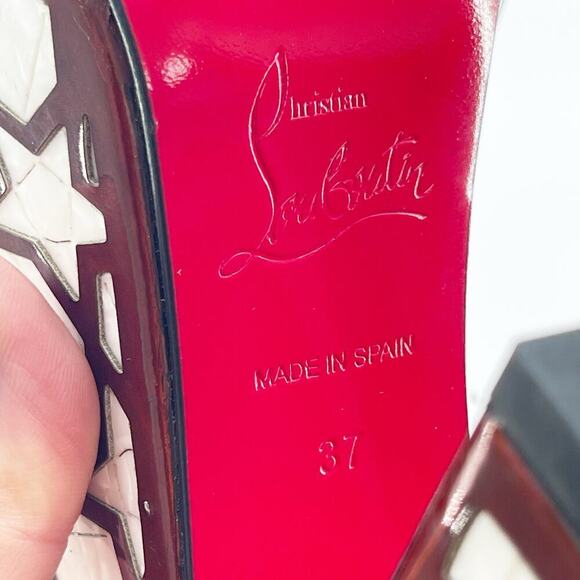 Christian Louboutin Burgundy Velvet Superyaz 160 Pearl Platform Sandal EU 37 - Picture 12 of 12